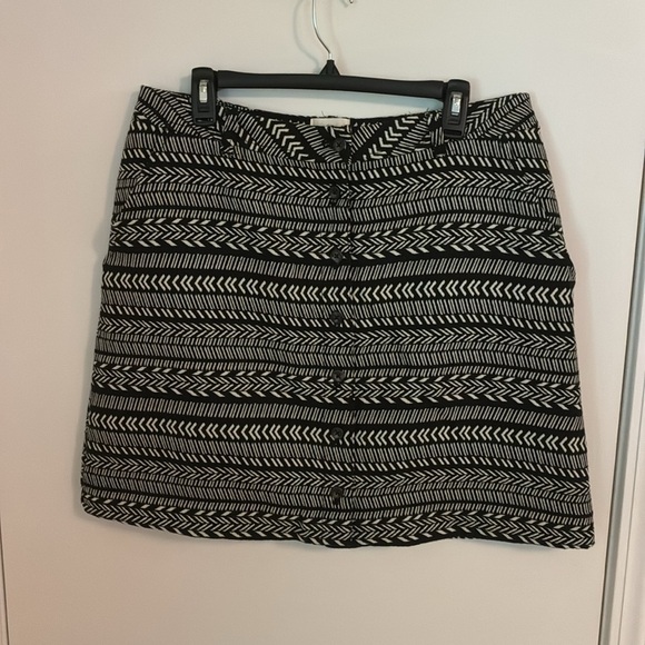 Maeve Anthropologie Field Notes Black White Aztec Boho Pattern Skirt Women 12 - Picture 3 of 5